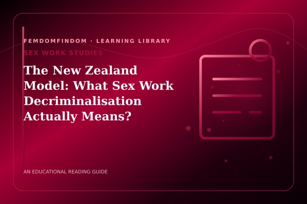 Editorial cover for “The New Zealand Model: What Sex Work Decriminalisation Actually Means?”, classified under Sex work studies.