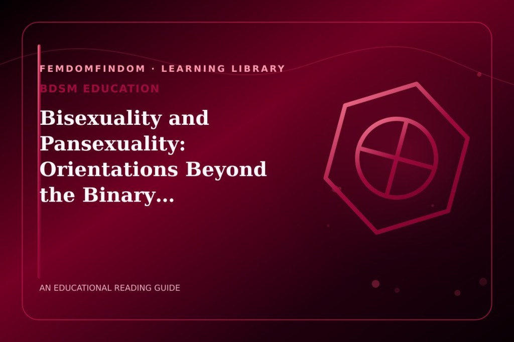 Editorial cover for “Bisexuality and Pansexuality: Orientations Beyond the Binary…”, classified under BDSM education.