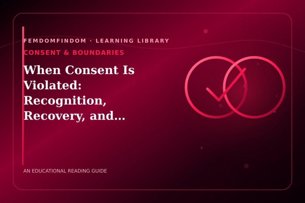 Editorial cover for “When Consent Is Violated: Recognition, Recovery, and Accountability.”, classified under Consent & boundaries.